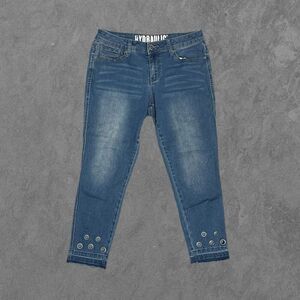 HYDRAULIC | Light Wash Mid Rise Denim Ankle Jeans with Holes Design & Fraying 8